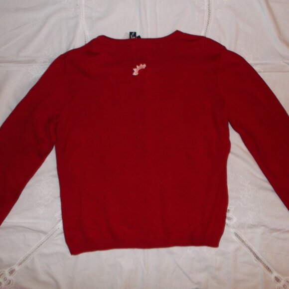 Womens Tulchan Hand Embroidered Red Cardigan Sweater "Dizzy Daisy" - Sz XL - NEW - Picture 2 of 3